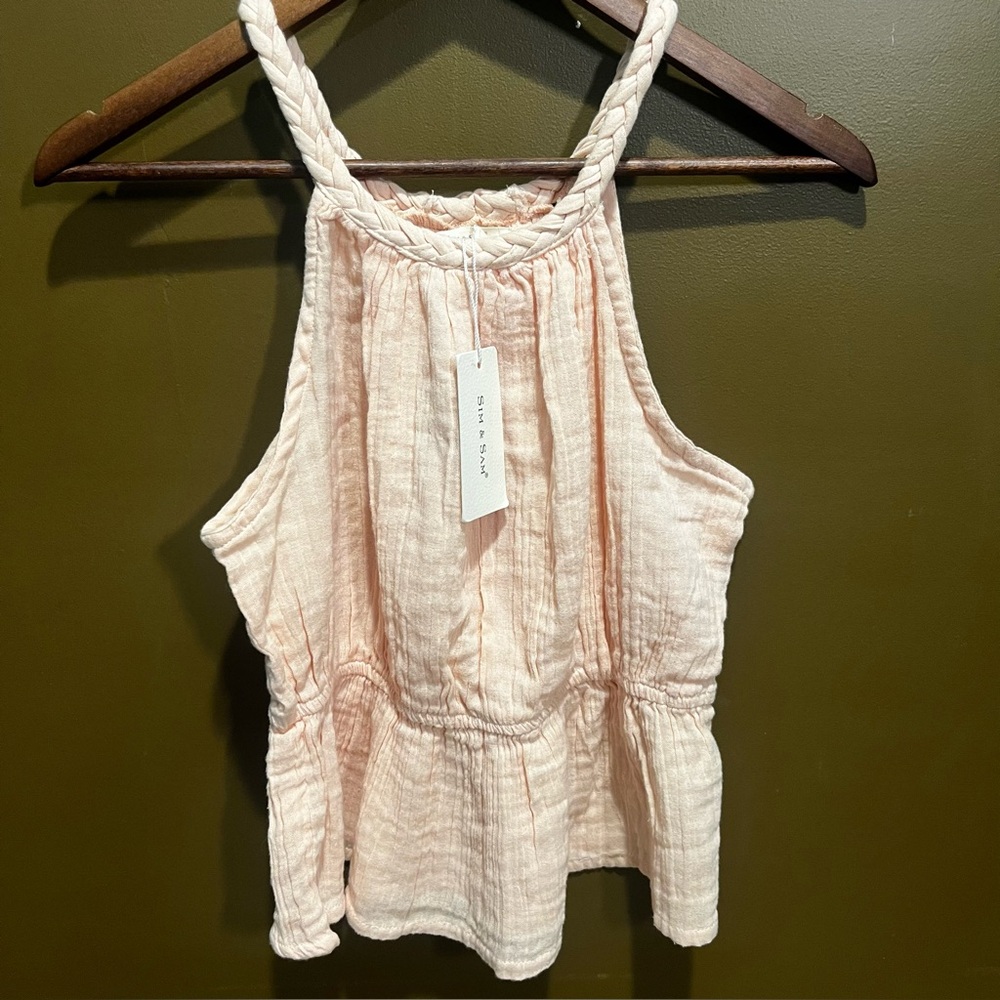 SIM & SAM Halter Peplum Top